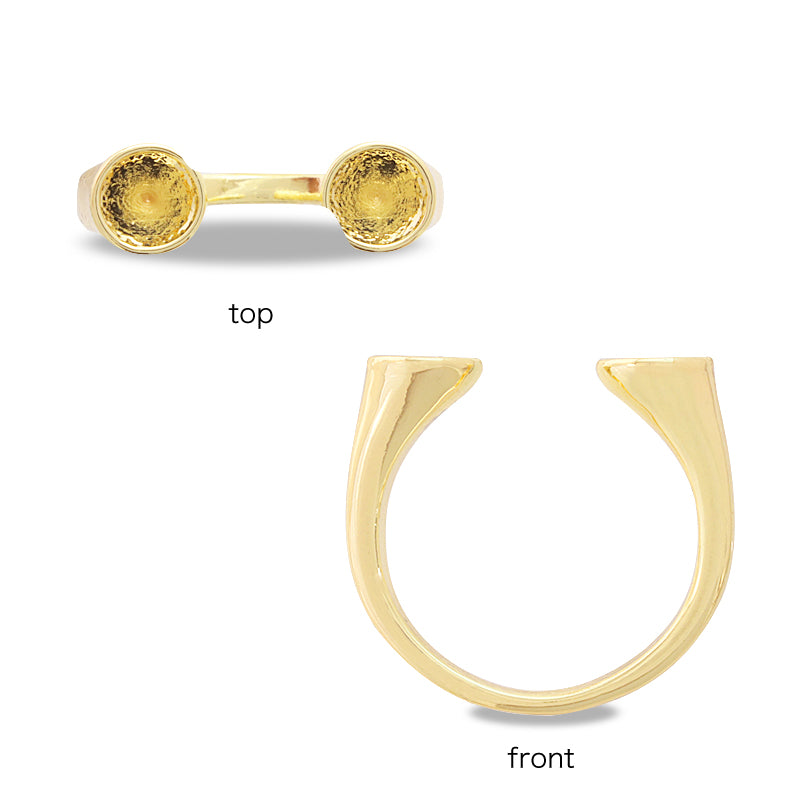 Fork ring stand with 2 on both sides Rhodium color