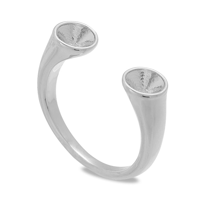 Fork ring stand with 2 on both sides Rhodium color