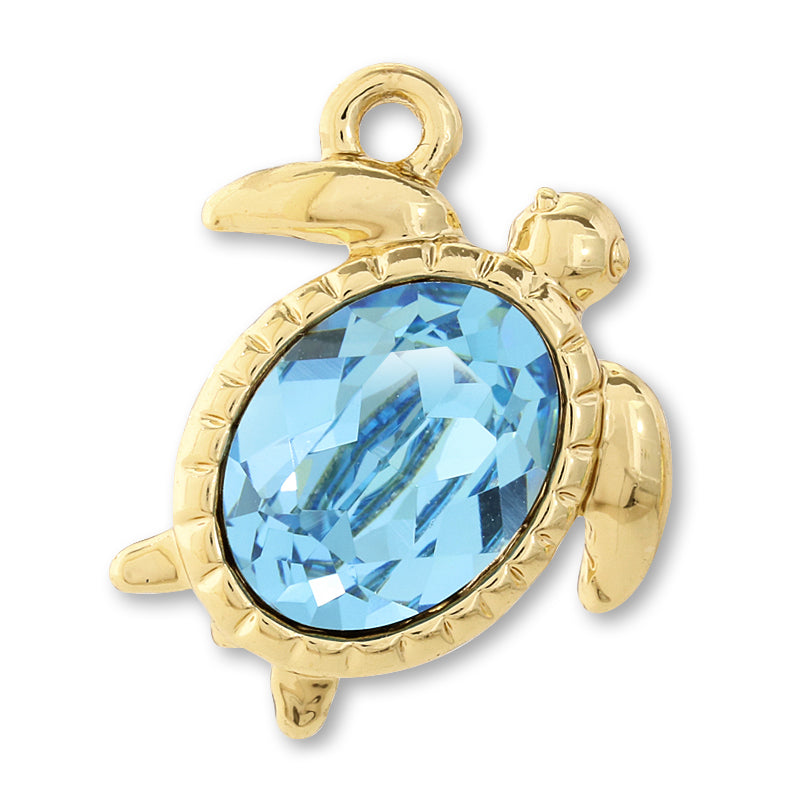 BezelCharm Sea Turtle Aquamarine/G
