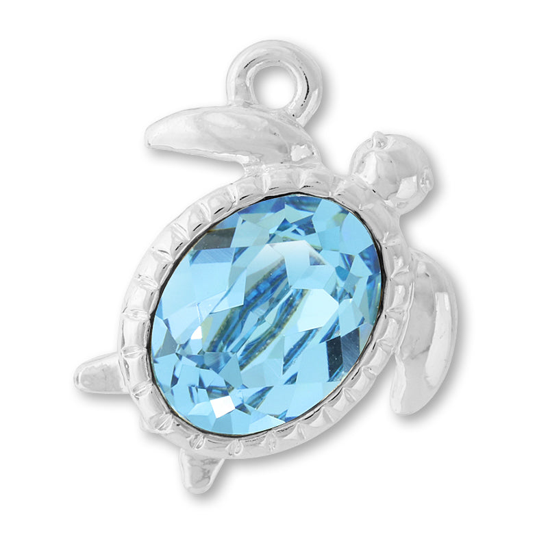 BezelCharm Sea Turtle Aquamarine/SV