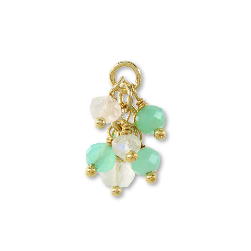 Natural stone Glasses fastening Fringe mix Chrysoprase/Rainbow Moonstone