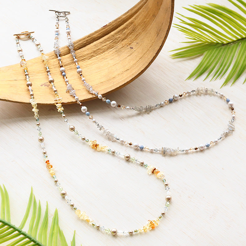 Kit: 2-way necklace made of natural stone and Czech glass (KR1153)