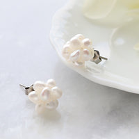 Kit: Freshwater Pearl Brush Ball Earrings, White (KR1154)