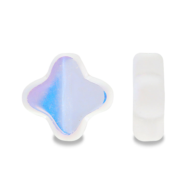 チェコ テーブルカット 4弁花 クリスタルABマット