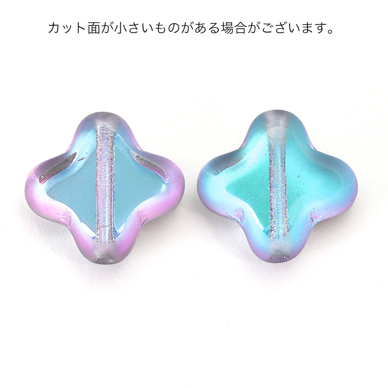 チェコ テーブルカット 4弁花 クリスタルABマット