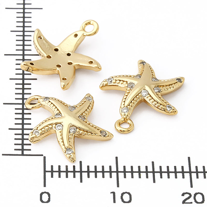 Charm Cubic Zirconia Starfish Gold