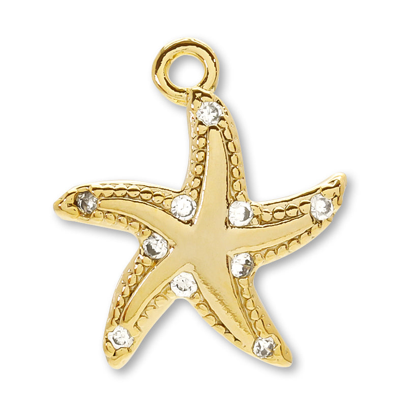 Charm Cubic Zirconia Starfish Gold