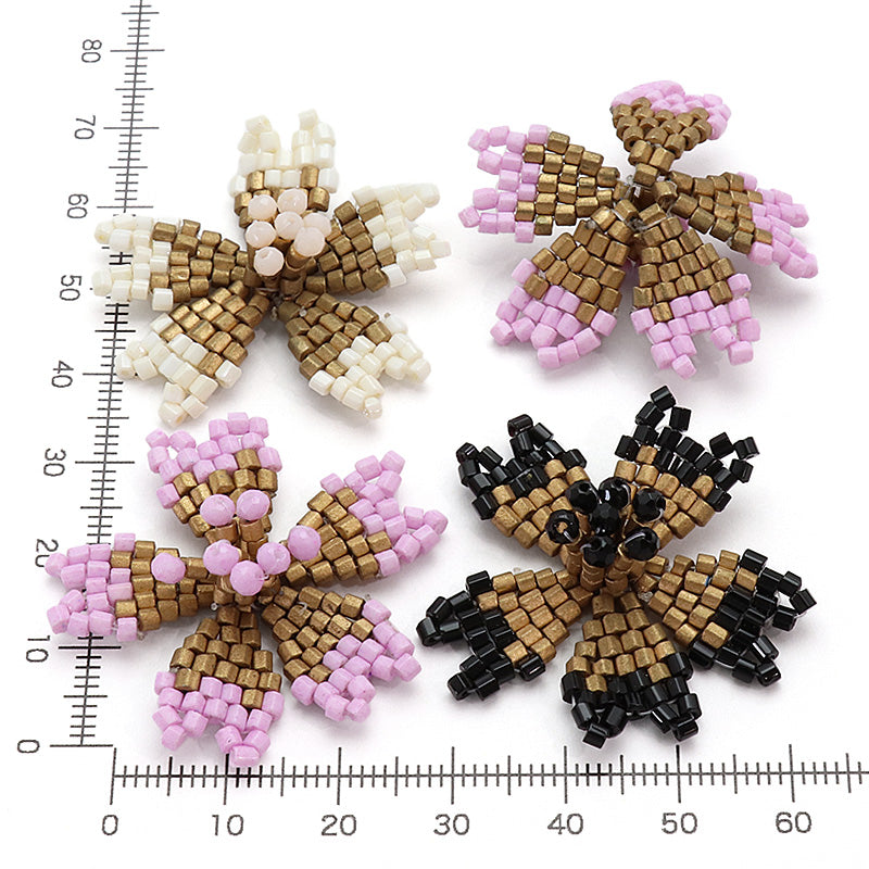 スペインパーツ ビーズ5弁花 ブラック