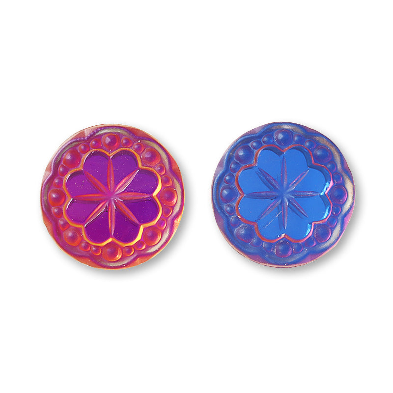 ドイツ製ガラス カボション ラウンド8 ハーフマットバミューダブルー