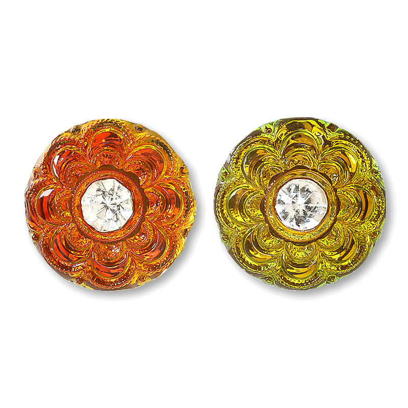 ドイツ製ガラス カボション ラウンド10 石付 トパーズイラデサント