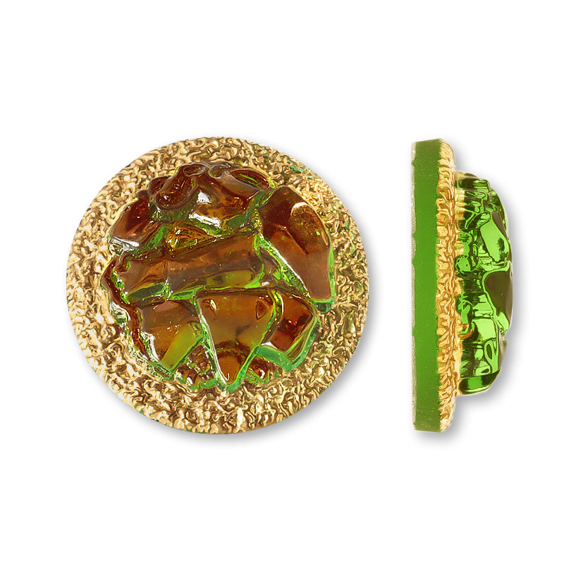 ドイツ製ガラス カボション ラウンド4 エメラルドイラデサント/G