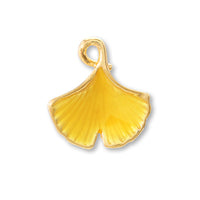 Charm Ginkgo with back ring Yellow/G