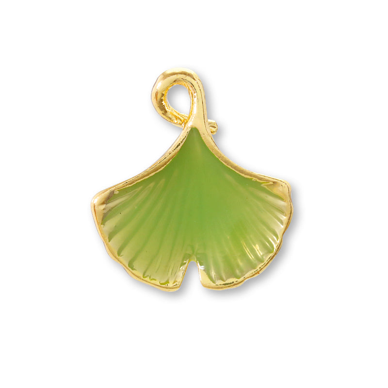 Charm Ginkgo with back ring Green/G