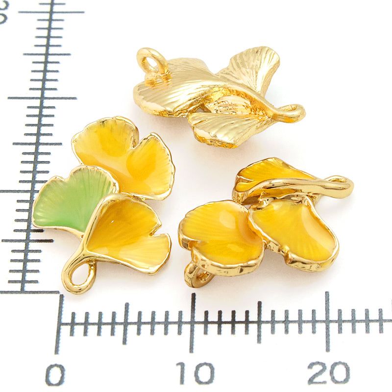 Charm Ginkgo No.2 with back ring Yellow/G