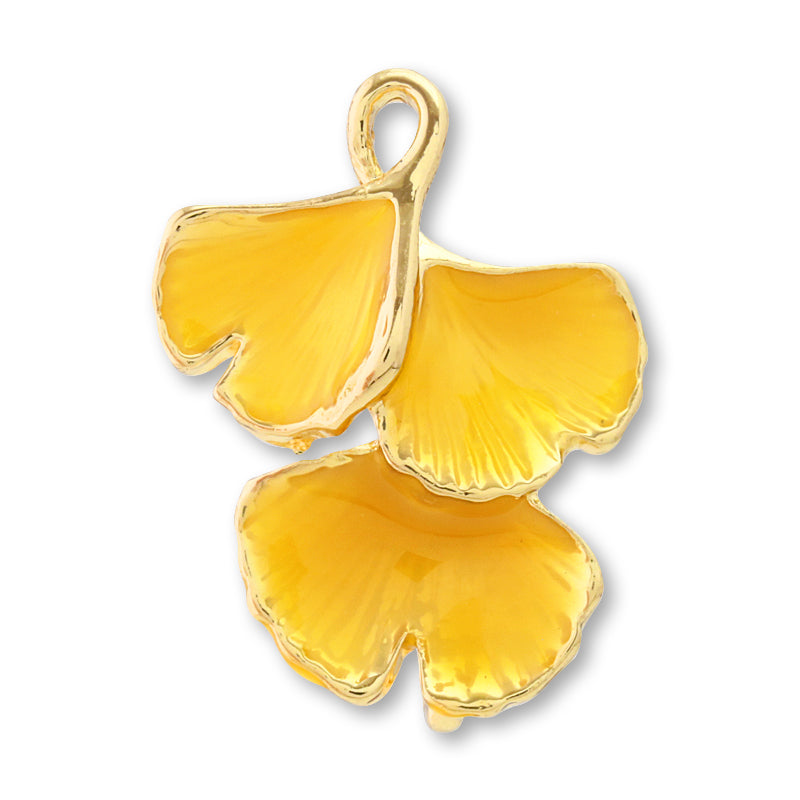 Charm Ginkgo No.2 with back ring Yellow/G