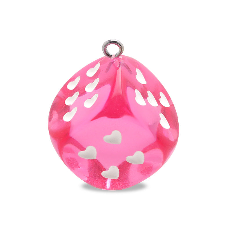 German acrylic dice heart 1-piece clear pink/white