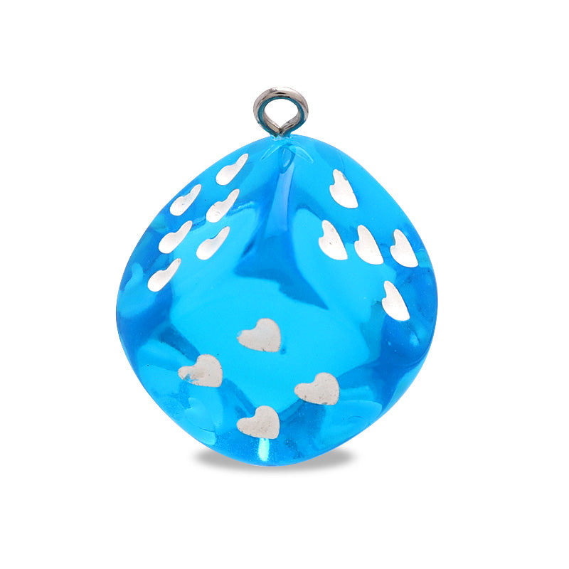 German acrylic dice heart 1 can, clear light blue/white