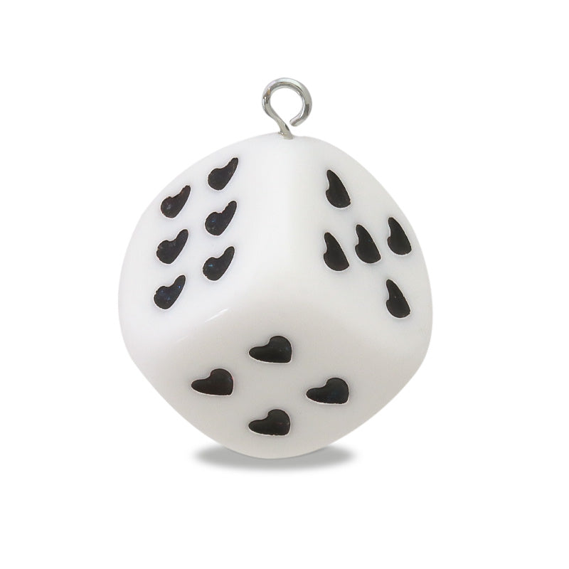 German acrylic dice heart 1-piece white/black