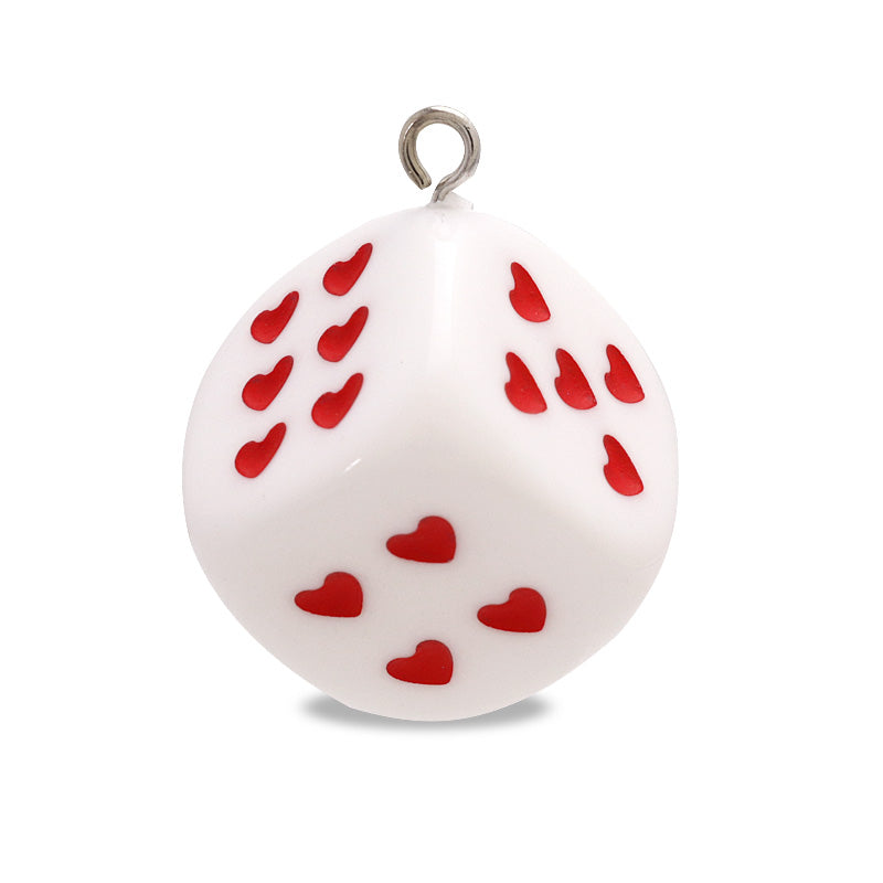 German acrylic dice heart 1 can white/red