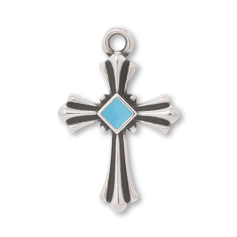 ギリシャチャーム クロスNo.4 ターコイズ/銀古美
