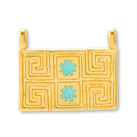 ギリシャパーツ メアンダーレクタングル 上2カン ターコイズ/G