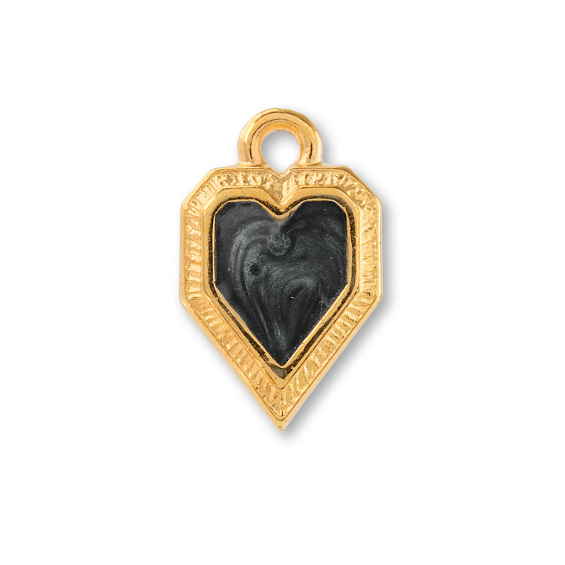 ギリシャチャーム アンギュラーハート ブラックマーブル/G