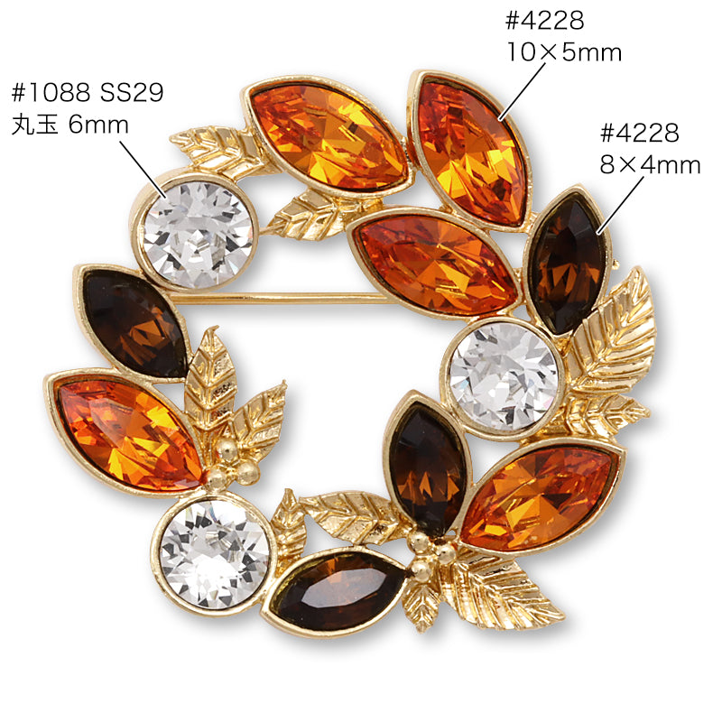 ブローチ空枠リース2 ゴールド