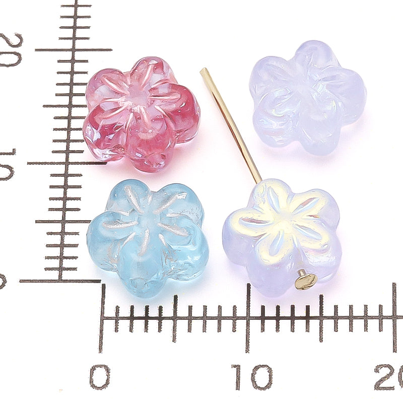 チェコ 5弁花3  アクアマリン/S