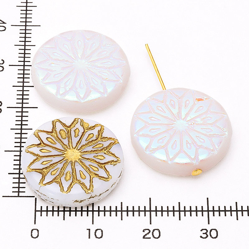 Czech Round Stral White Alabaster/G