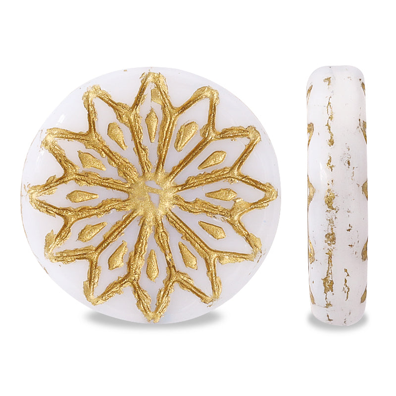 Czech Round Stral White Alabaster/G