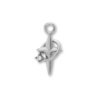 Stainless steel charm cubic zirconia sparkle ring fabric