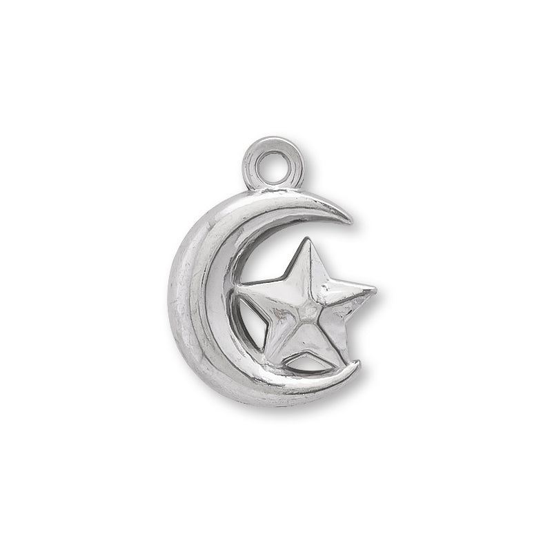 Stainless steel charm moon star fabric
