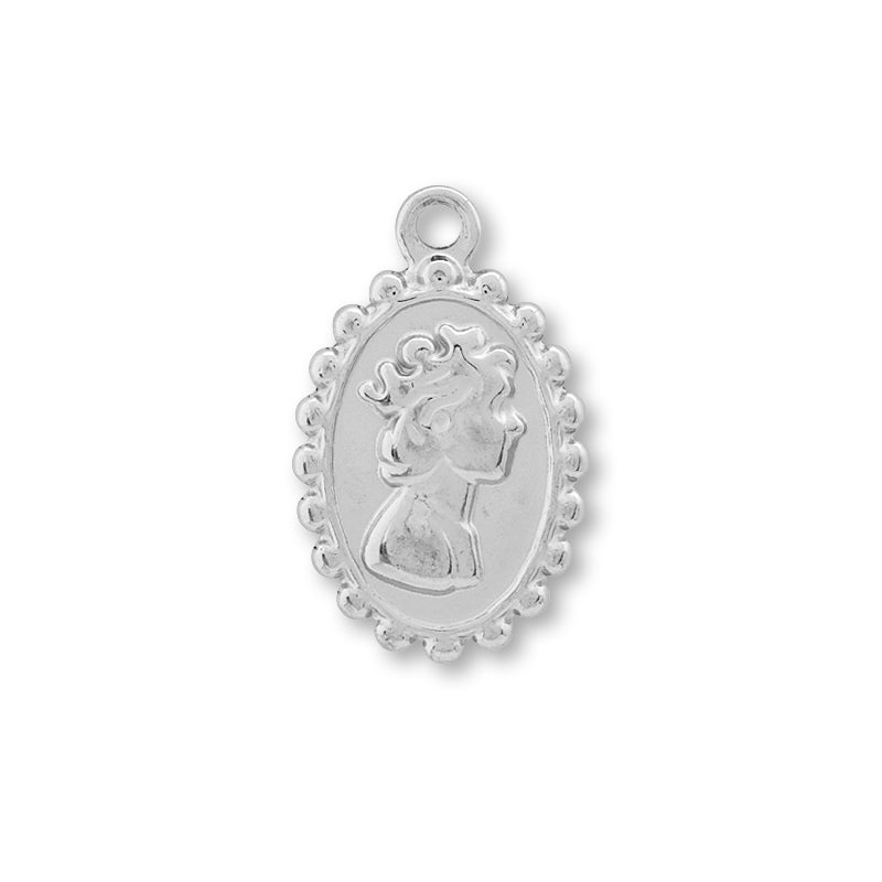 Stainless steel charm oval lady fabric