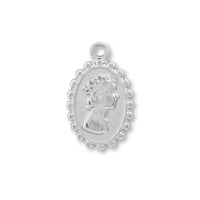 Stainless steel charm oval lady fabric