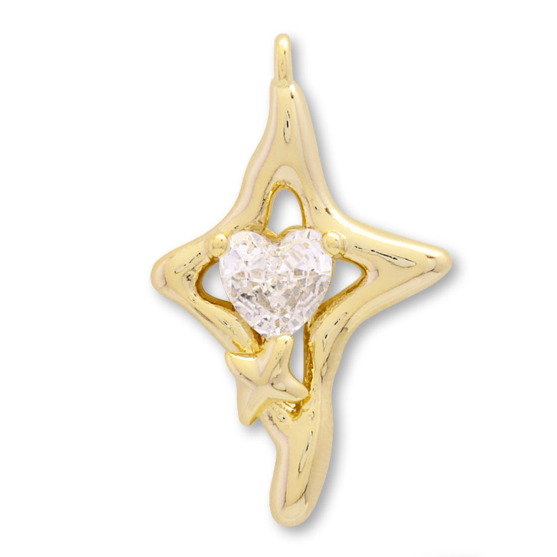 Charm cubic zirconia sparkle heart gold