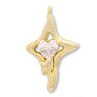 Charm cubic zirconia sparkle heart gold