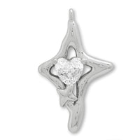 Charm cubic zirconia sparkle heart rhodium color