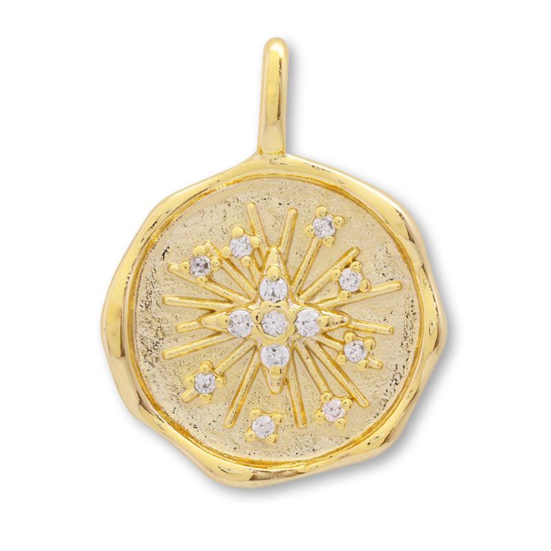 Charm cubic zirconia round flash gold
