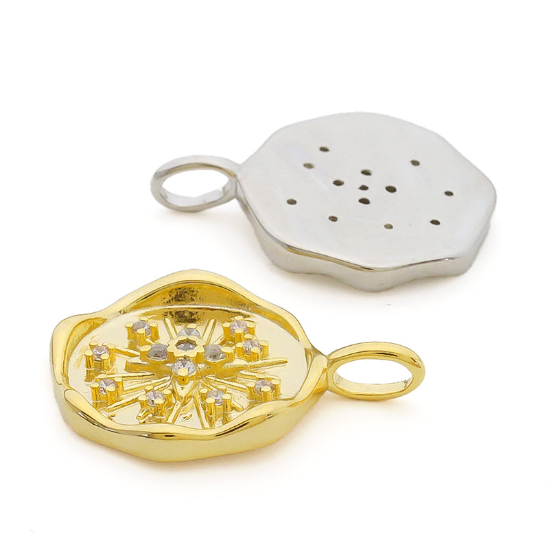 Charm cubic zirconia round flash gold