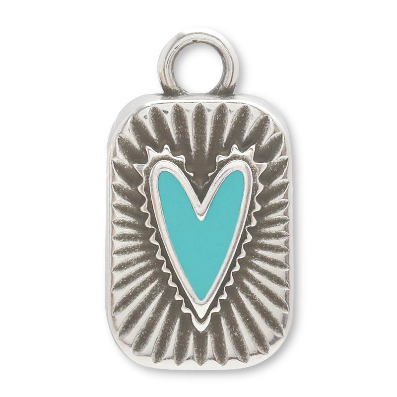 ギリシャチャーム ハートレクタングル ターコイズ/銀古美