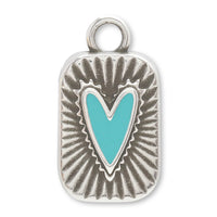 ギリシャチャーム ハートレクタングル ターコイズ/銀古美