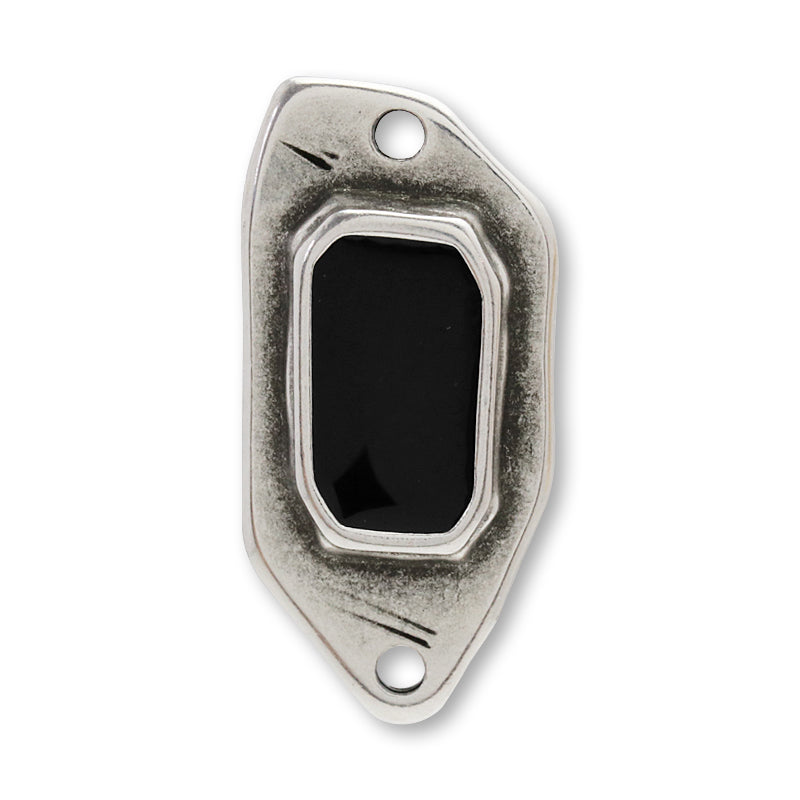 ギリシャパーツ ポリゴンプレート 2穴 ブラック/銀古美