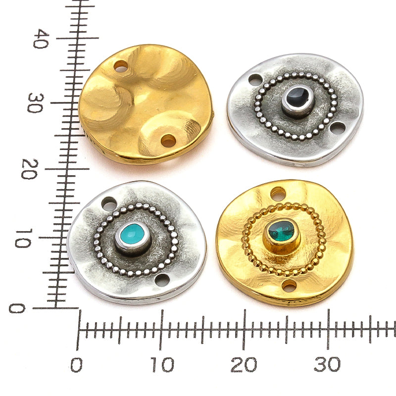 ギリシャパーツ ラウンドプレート 2穴 エメラルド/G