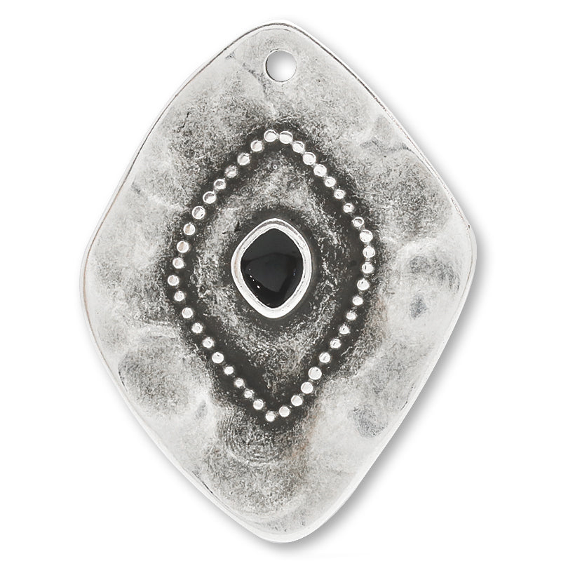 ギリシャパーツ ダイヤプレート トップホール ブラック/銀古美