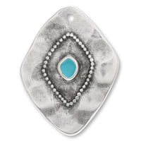 ギリシャパーツ ダイヤプレート トップホール ターコイズ/銀古美