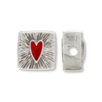 ギリシャパーツ スクエアハート 横穴 レッド/銀古美