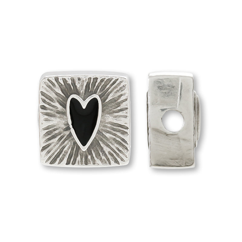 ギリシャパーツ スクエアハート 横穴 ブラック/銀古美