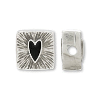 ギリシャパーツ スクエアハート 横穴 ブラック/銀古美