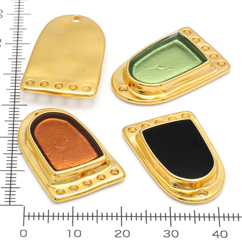 ギリシャパーツ エスニックプレート 上1穴 下5穴 クリアグリーン/G