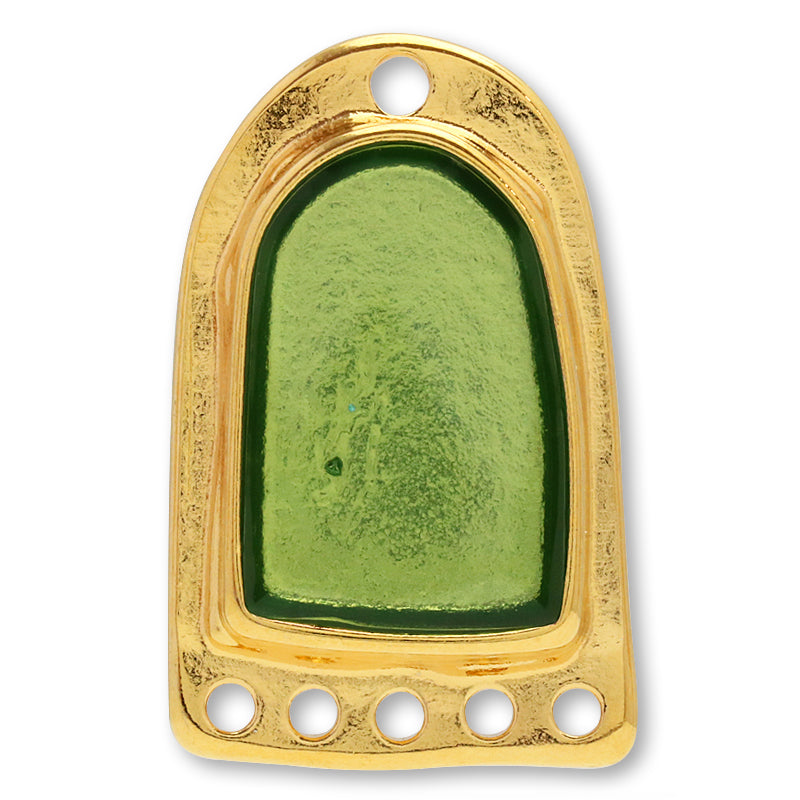 ギリシャパーツ エスニックプレート 上1穴 下5穴 クリアグリーン/G